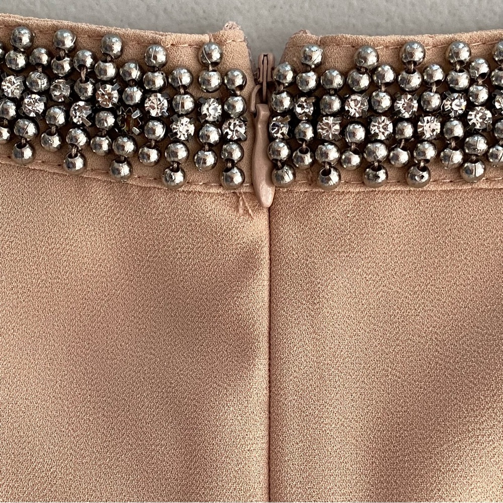 Forever 21 Beaded Neck Sleeveless Chiffon Peachy Pink Nude Dress Women's Size M - Picture 6 of 13